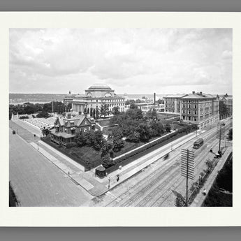A fine art paper print featuring vintage photography of Columbia University