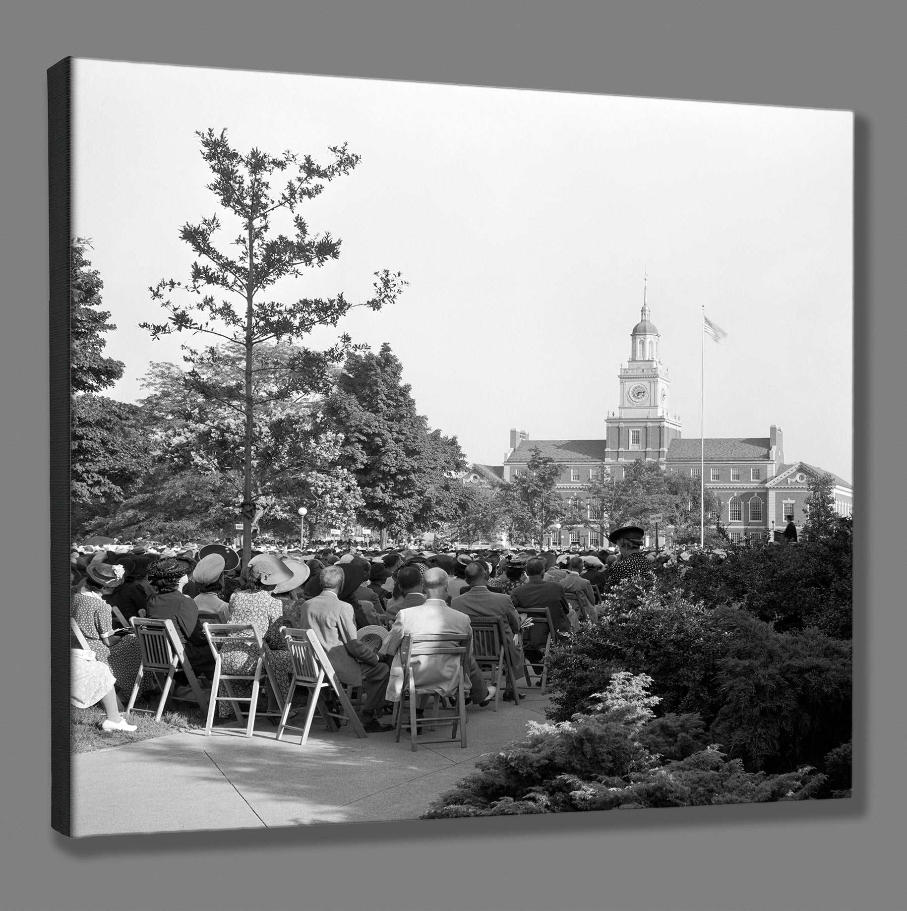 A canvas print of a vintage photograph of a commencement at Howard University