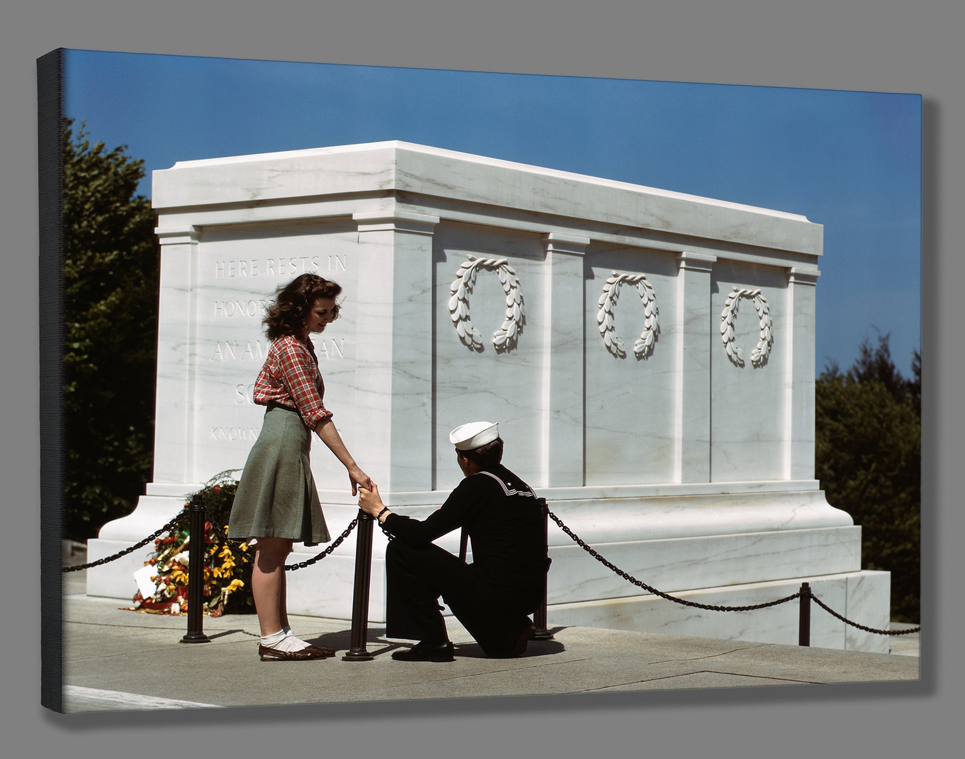 A canvas reproduction print of a photograph of the Tomb of the Unknown Soldier