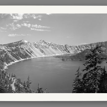 A fine art paper print of a vintage photograph of Crater Lake