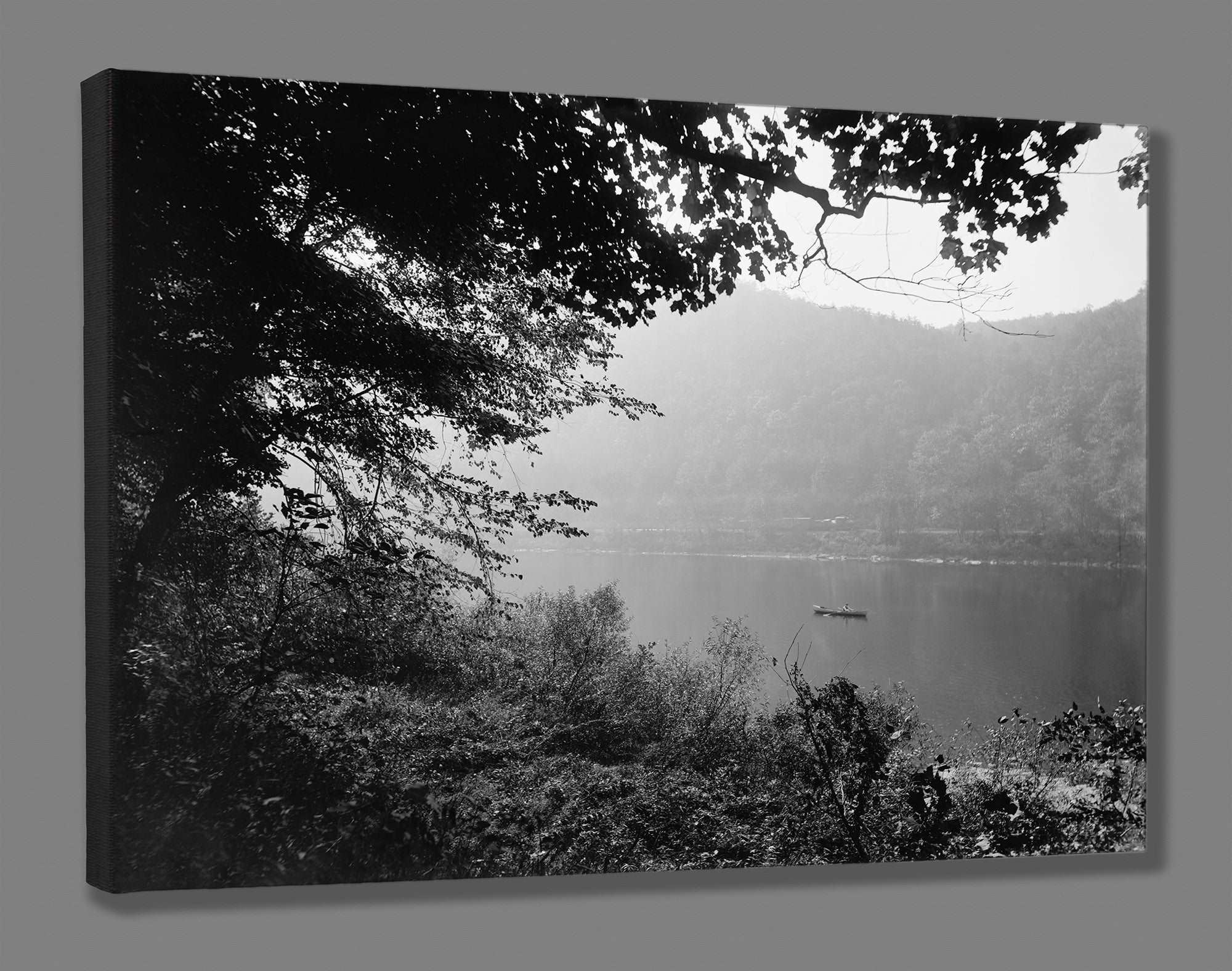 A fine art canvas print of a vintage photograph of the Delaware River