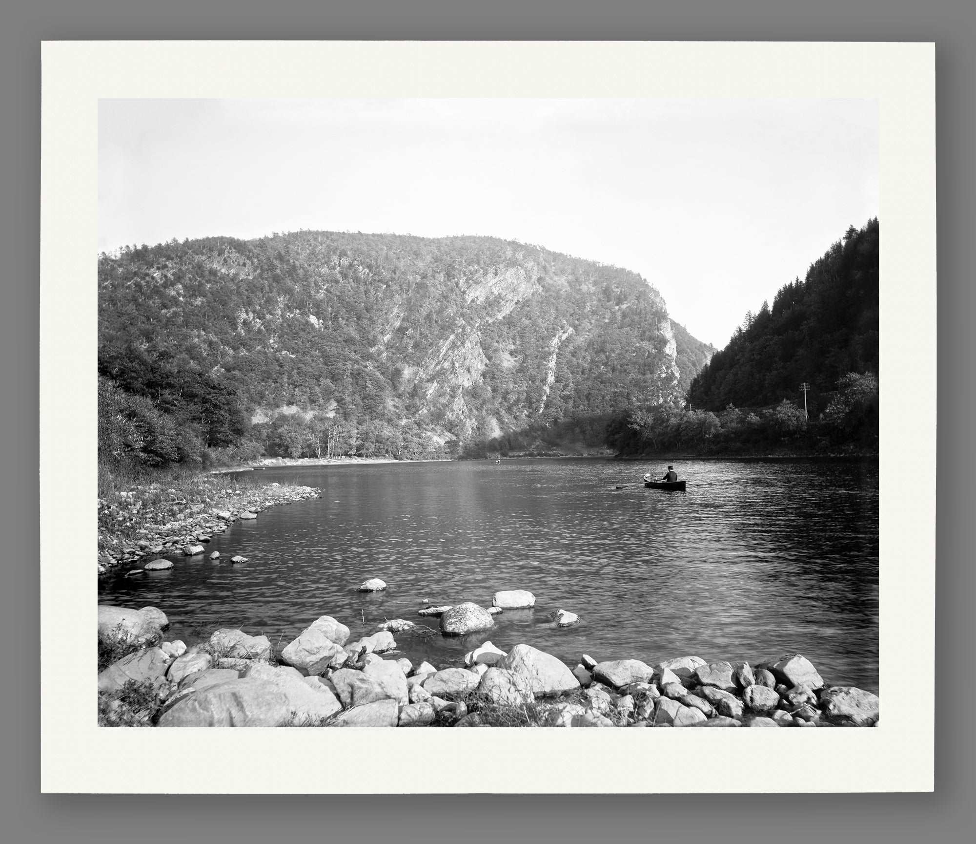 A paper print reproduction of a vintage image of the Delaware Water Gap from New Jersey