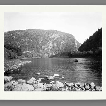 A paper print reproduction of a vintage image of the Delaware Water Gap from New Jersey