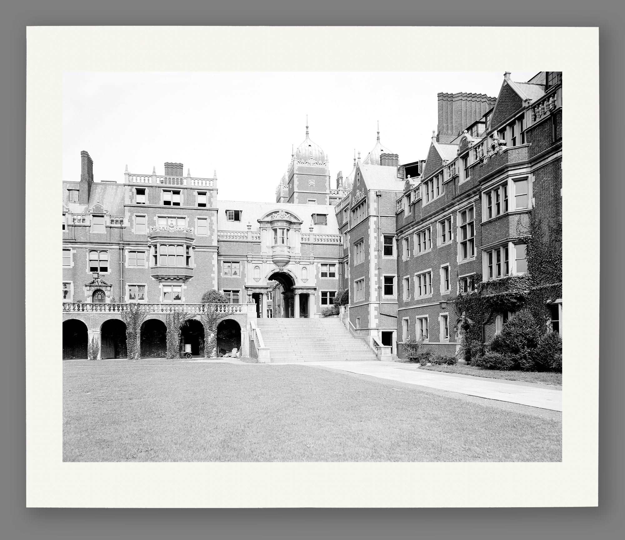 A mockup of a paper print of vintage photography featuring the University of Pennsylvania