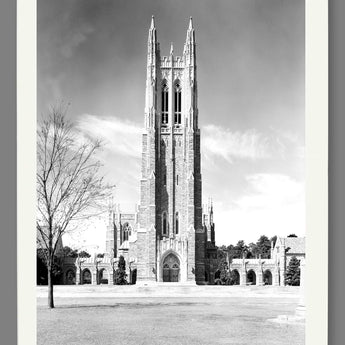 A print reproduction on paper of vintage photography featuring Duke University's campus