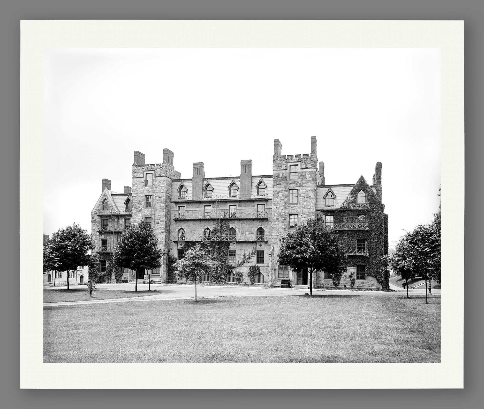 A mockup paper print of a vintage photo of Princeton University