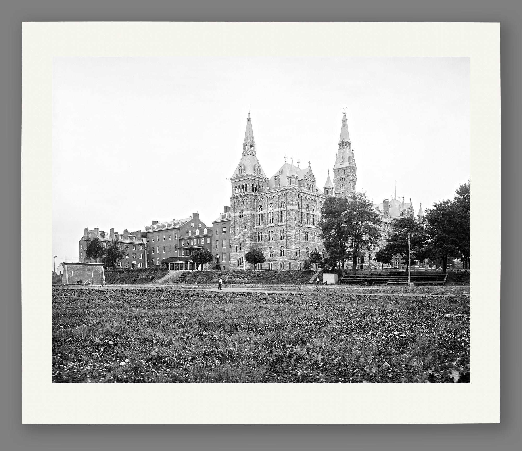 A paper reproduction print of a vintage image of Georgetown University in Washington DC