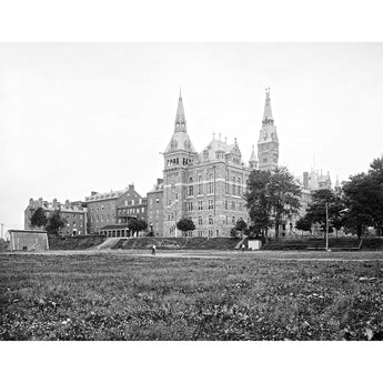 A vintage photograph of the campus of Georgetown University in Washington DC