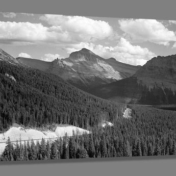 A fine art canvas print of a vintage landscape of Glacier National Park