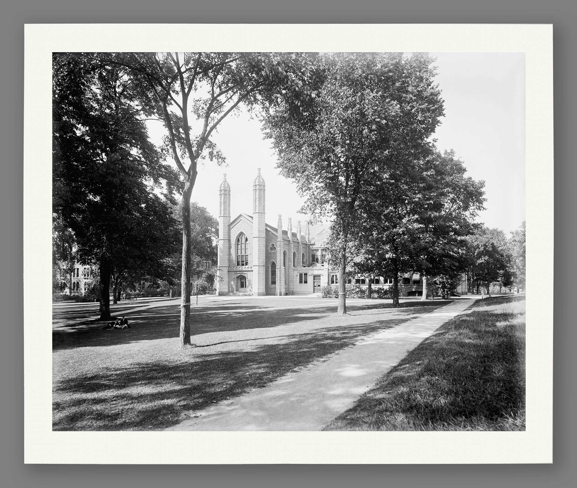 A fine art paper print of a vintage image of Hardvard's campus