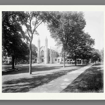 A fine art paper print of a vintage image of Hardvard's campus
