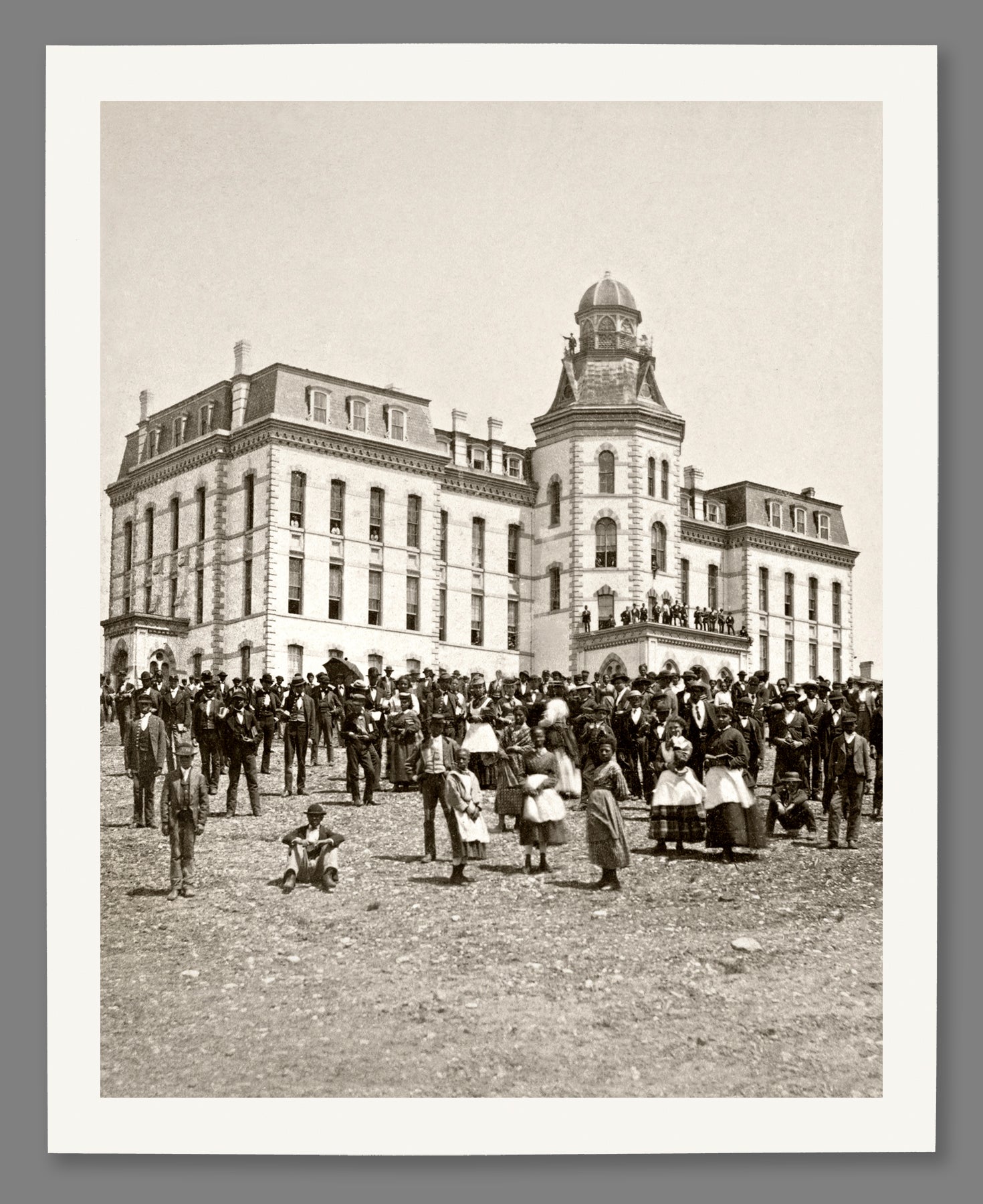 A fine art paper print reproduction of a vintage, sepia image of Howard University