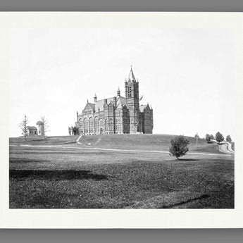 A fine art paper print of a vintage image of Syracuse University's J Crouse Hall