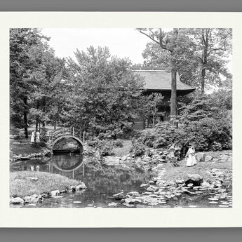 A paper print of a vintage photograph of a Japanese Garden in Fairmount Park