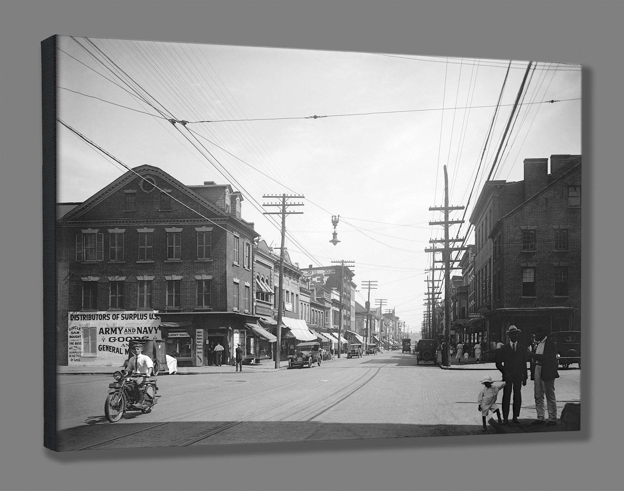 A canvas print reproduction of a photograph of King Street in Old Town, Alexandria