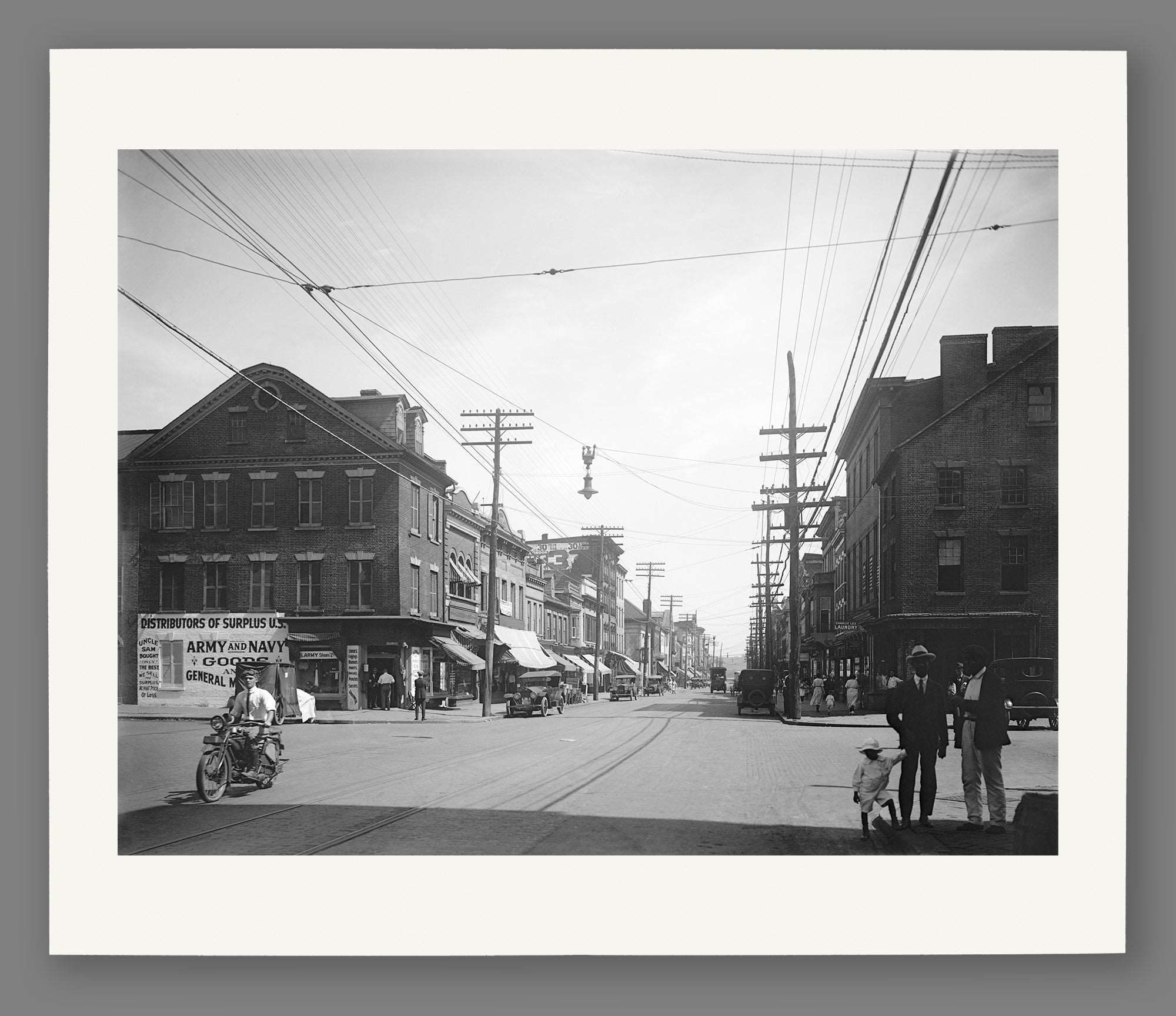 A paper print of a photograph of vintage King Street in Alexandria