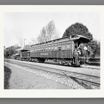 A fine art paper print reproduction of a black and white photograph of a Lackawanna Photo Car