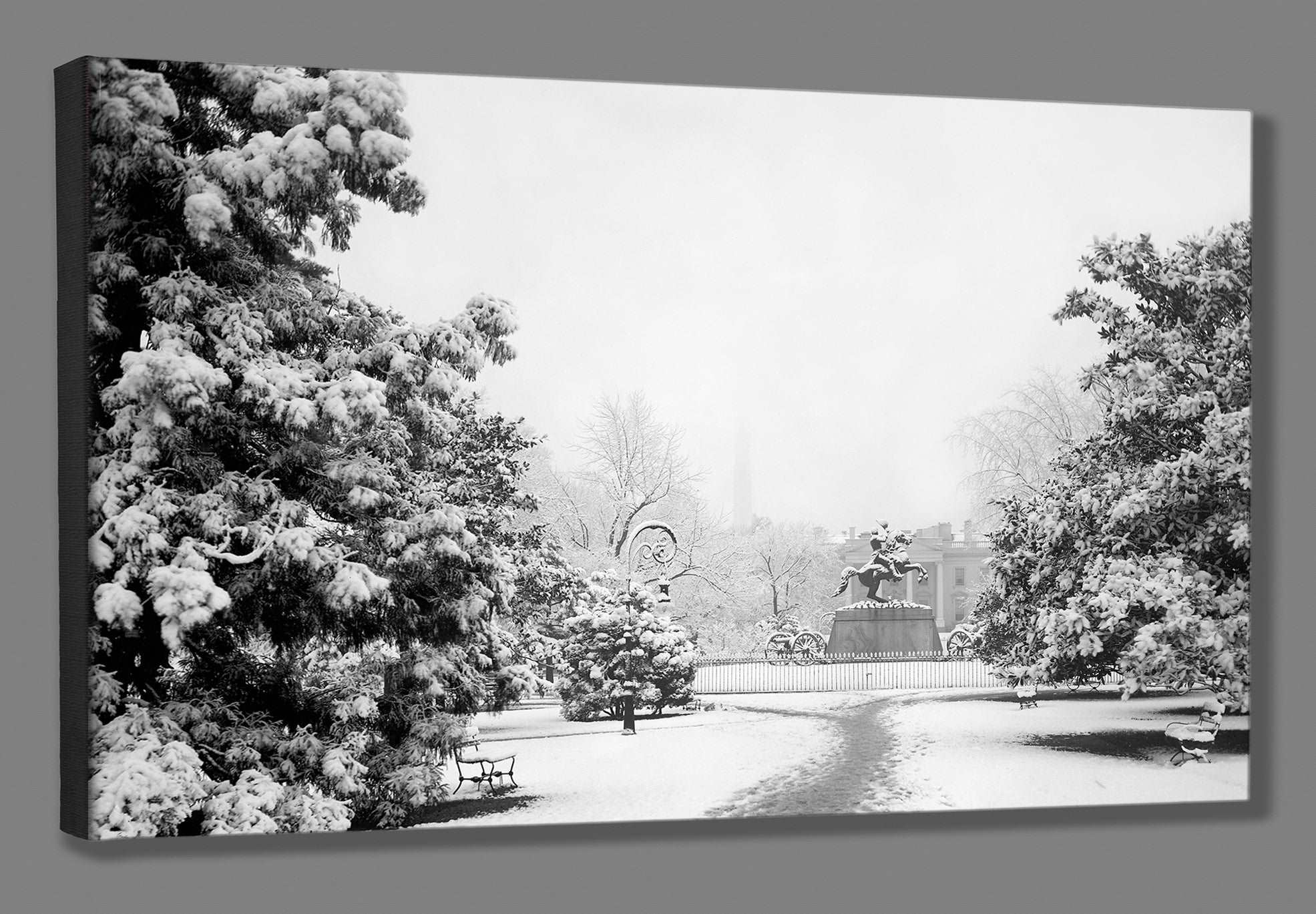 A canvas print reproduction of vintage photography of Washington DC in winter