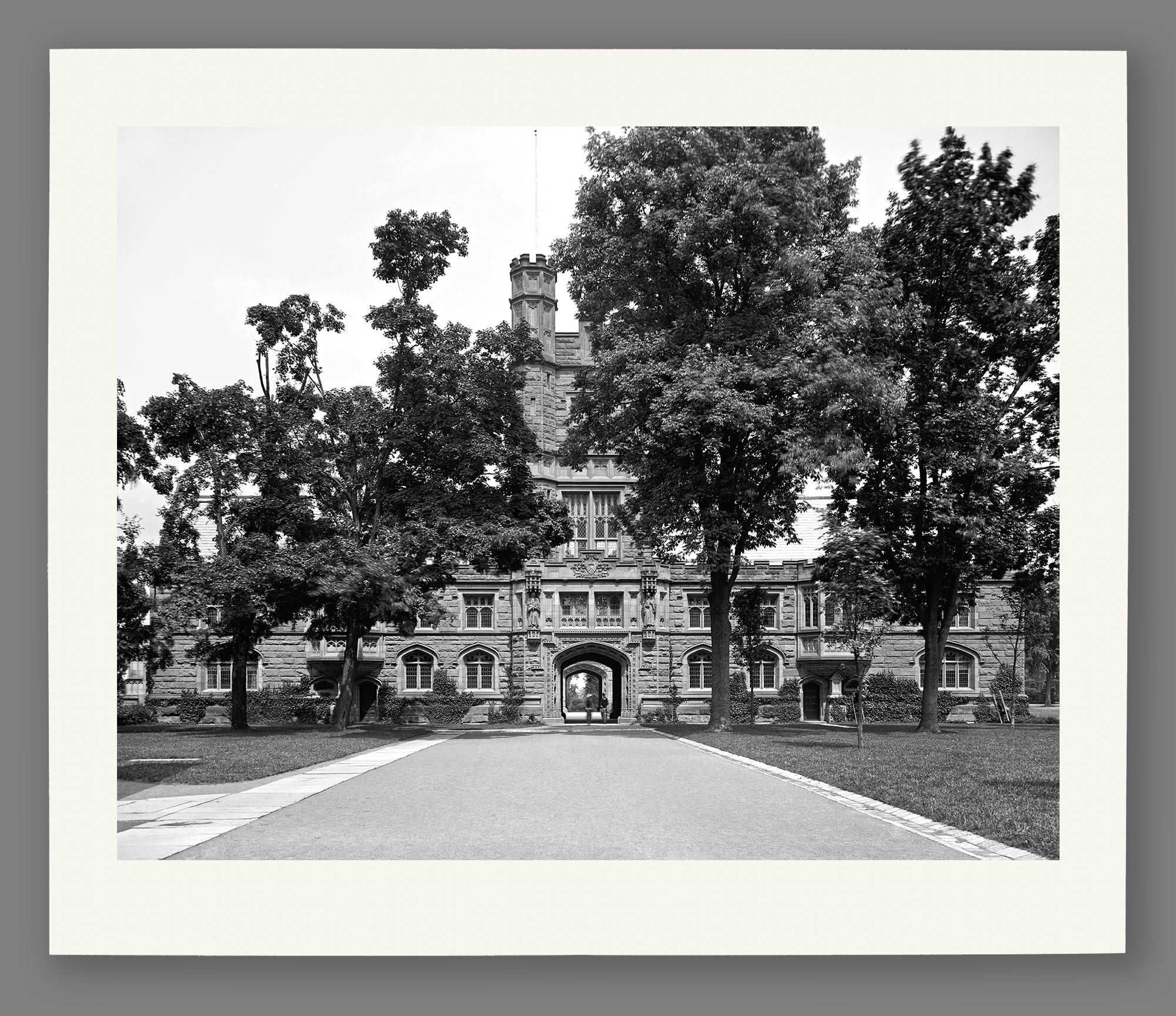 A paper print of a vintage photograph of the Library at Princeton University