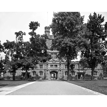 A black and white vintage photograph of the Library at Princeton University