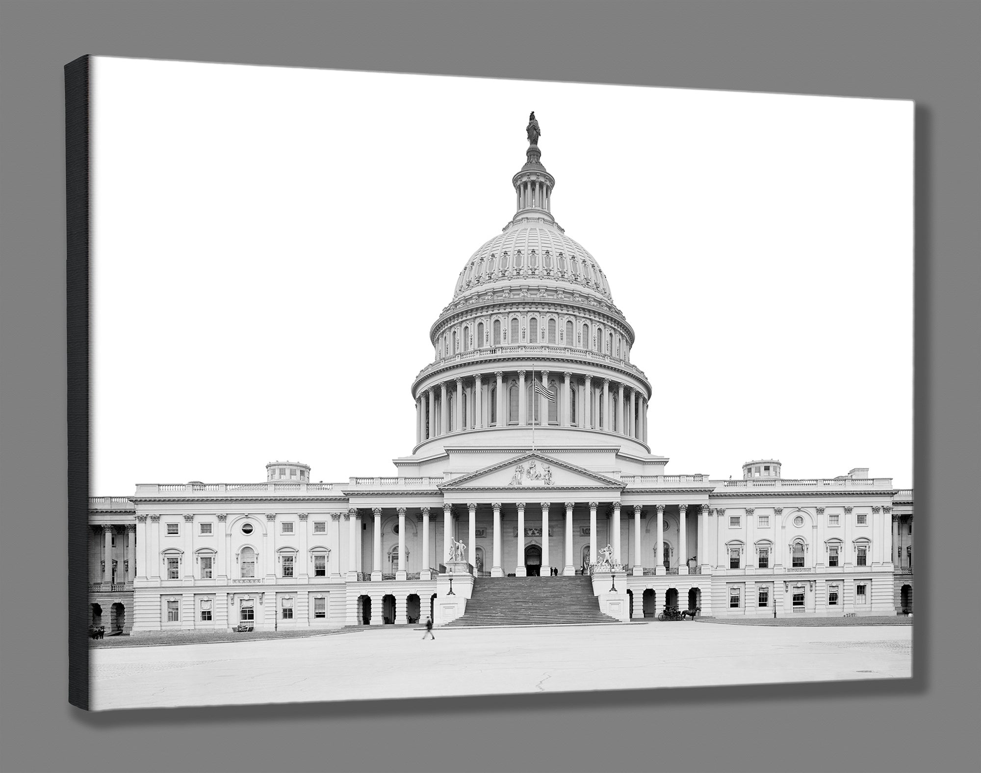 A canvas print reproduction of a vintage image of DC's Capitol Building