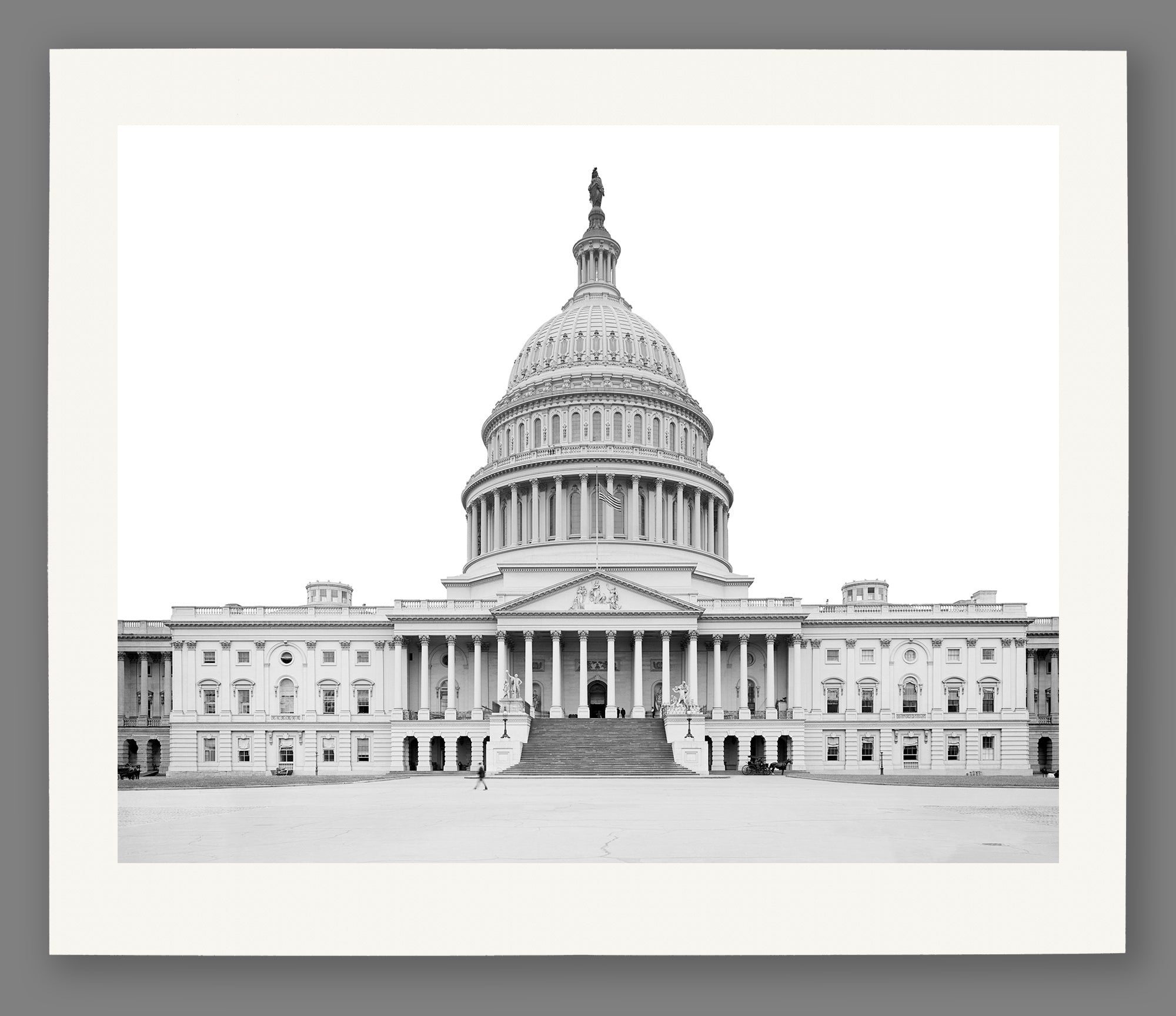 A paper print of a vintage image of the Capitol Building's main entrance