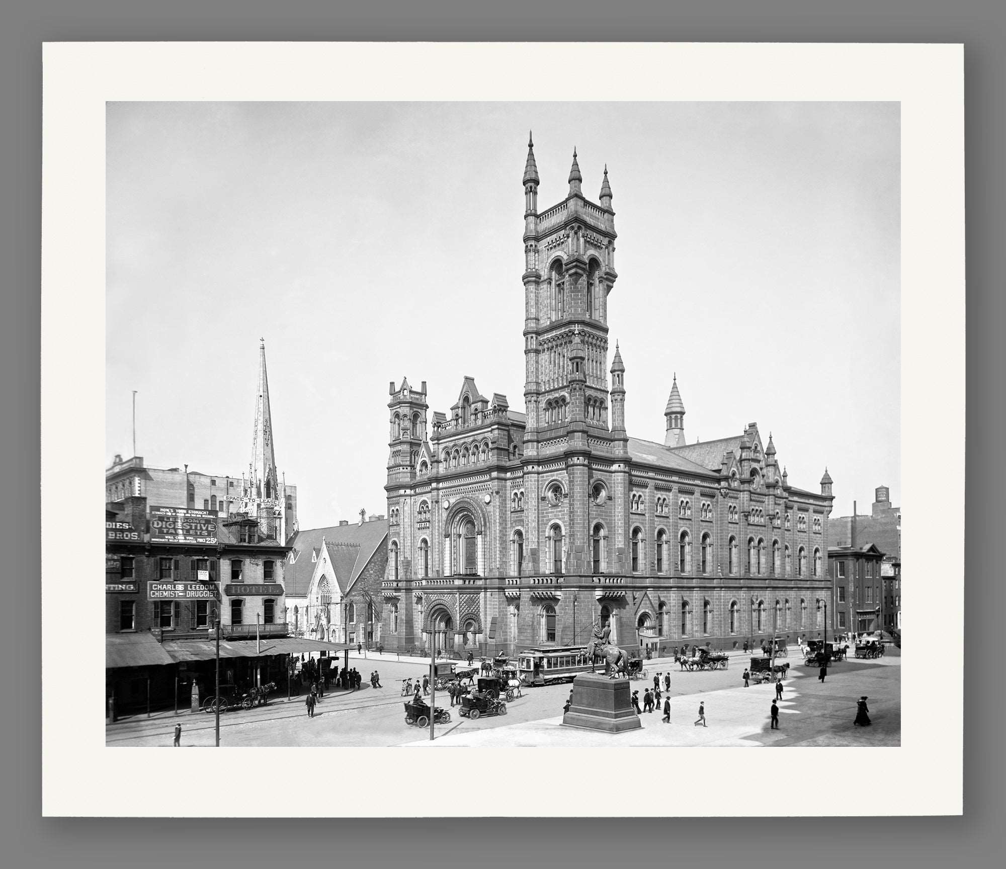 A paper reproduction print of a vintage photograph of Philadelphia