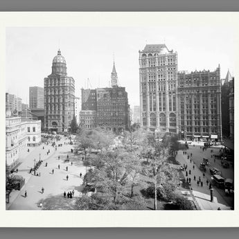 A paper print of a vitage photograph of New York City's Newspaper Row