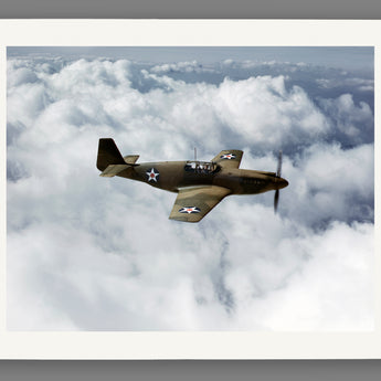 Paper print mockup of vintage photogrpah of P-51 Mustang Fighter Plane