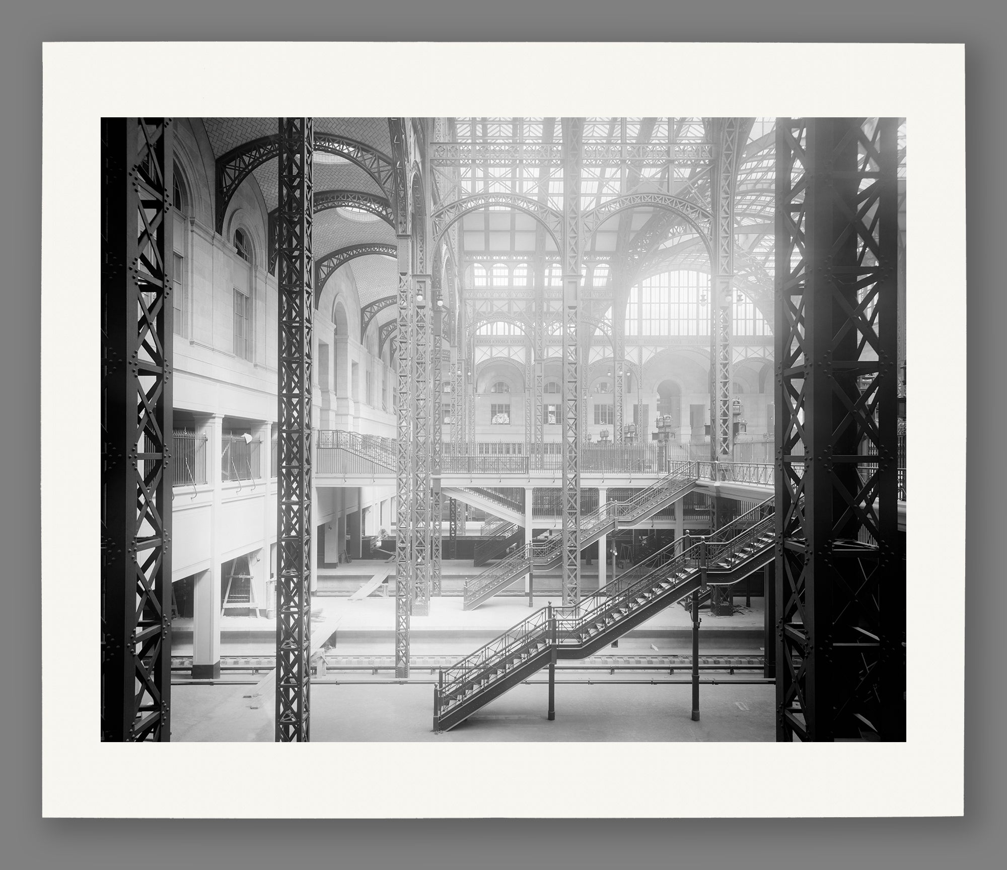A paper print of a vintage photo of Penn Station