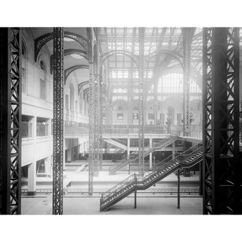 A vintage photograph of the interior of Penn Station in New York City