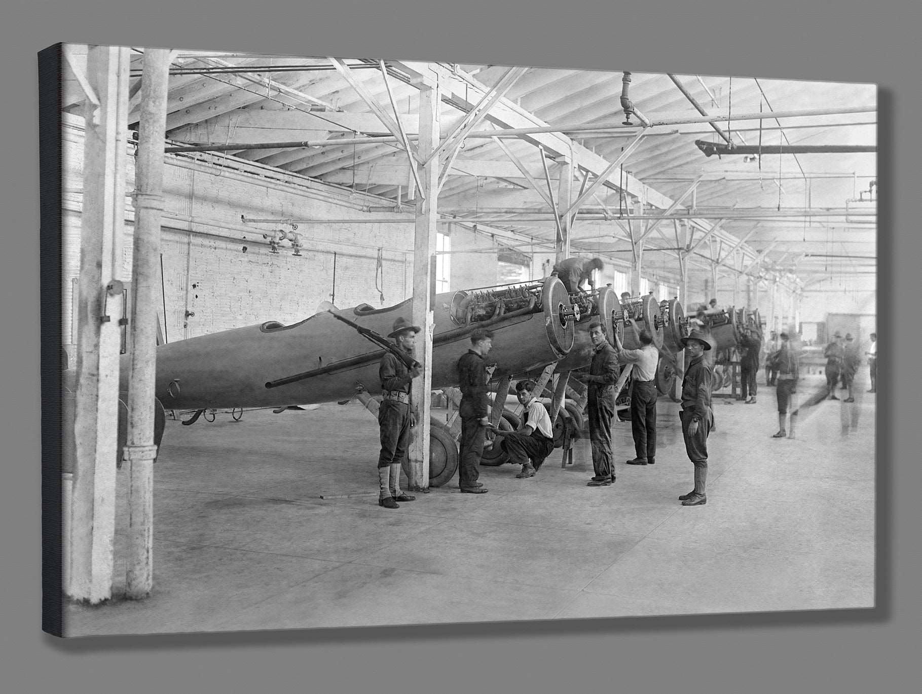 A canvas print reproduction of a photograph of College Point's Plane Shop
