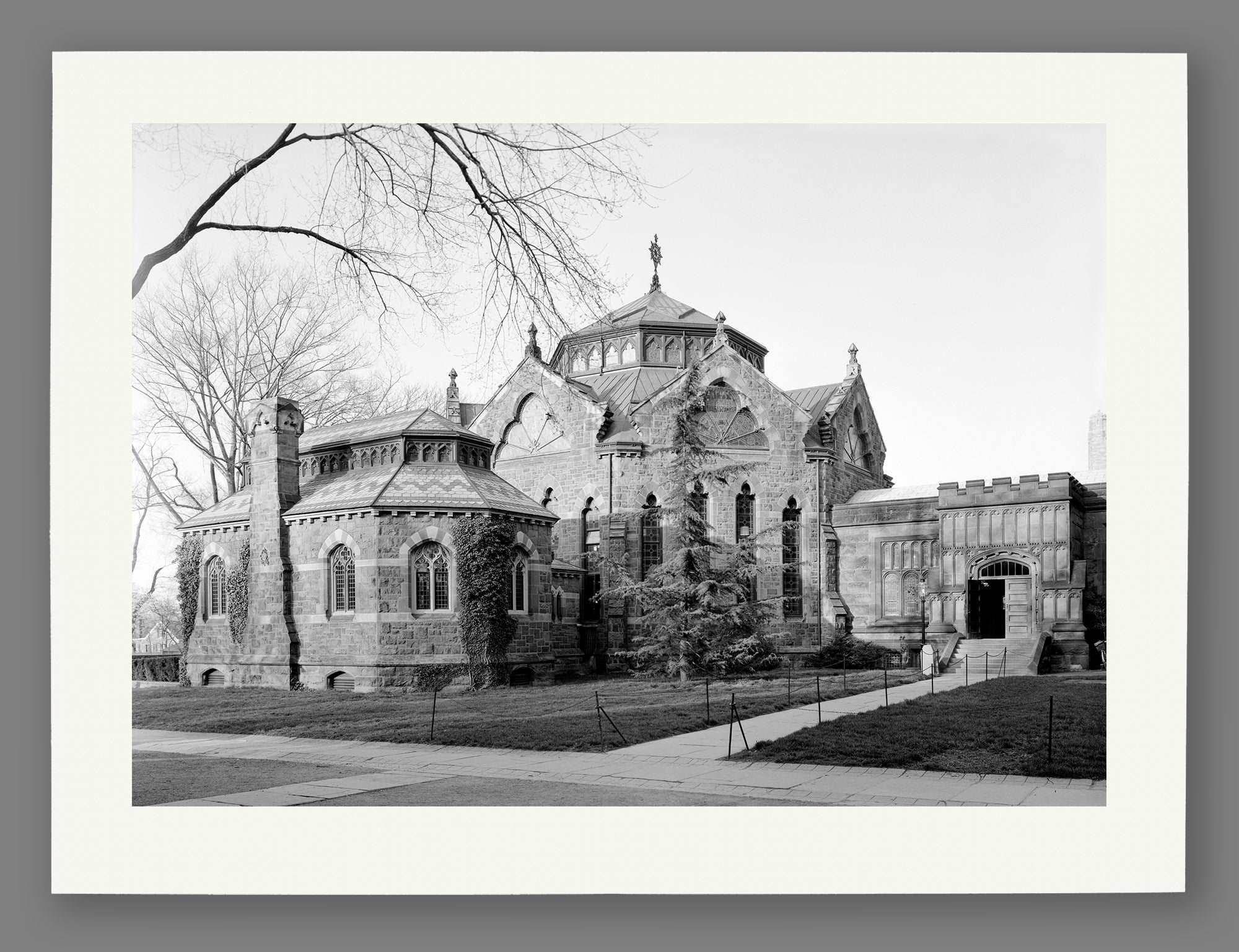 A paper print reproduction of a black and white photograph of Princeton University