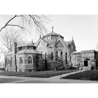 A vintage, black and white photograph of Princeton University