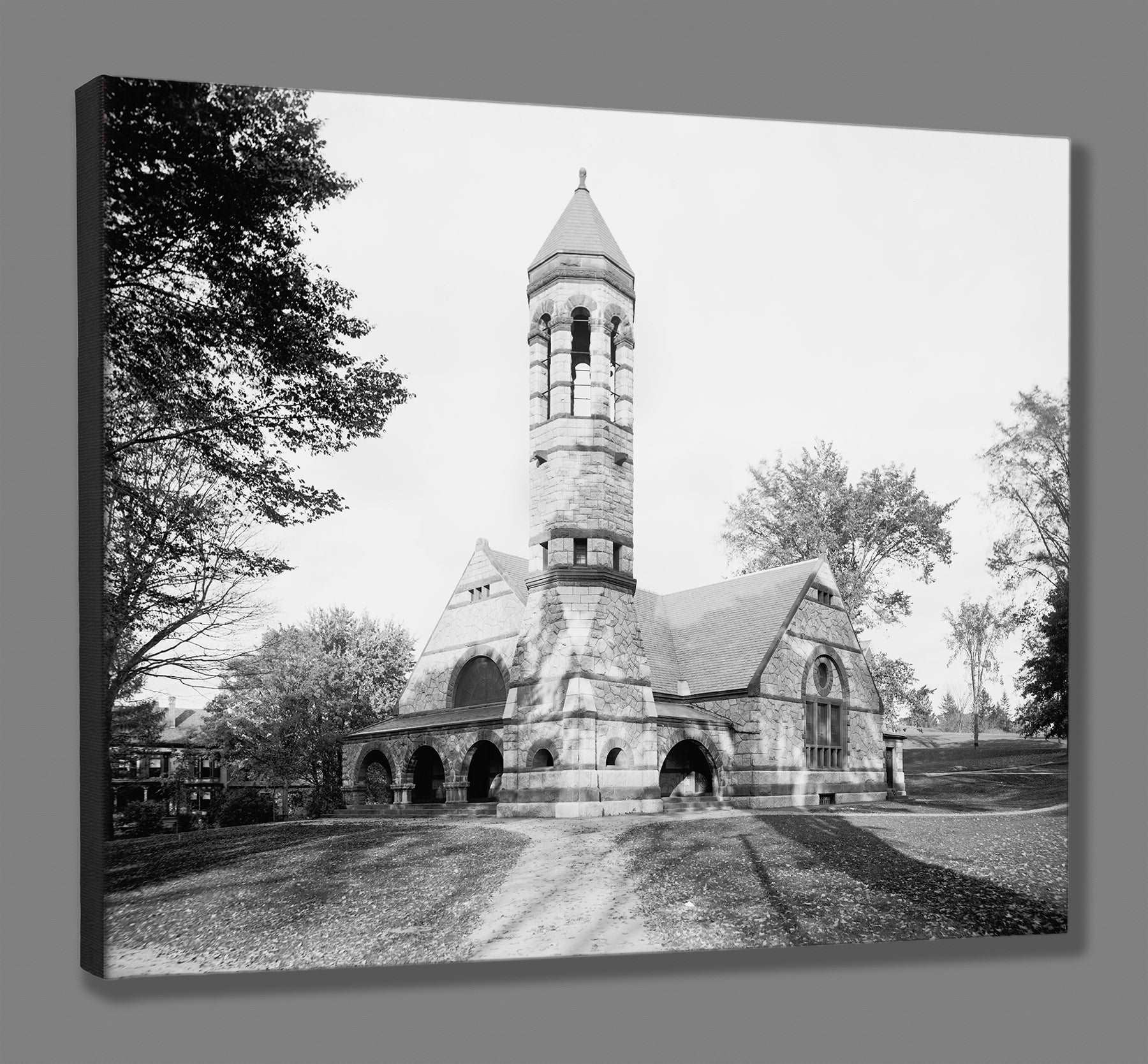 A canvs print mockup of a photograph of Rollins Chapel at Dartmouth