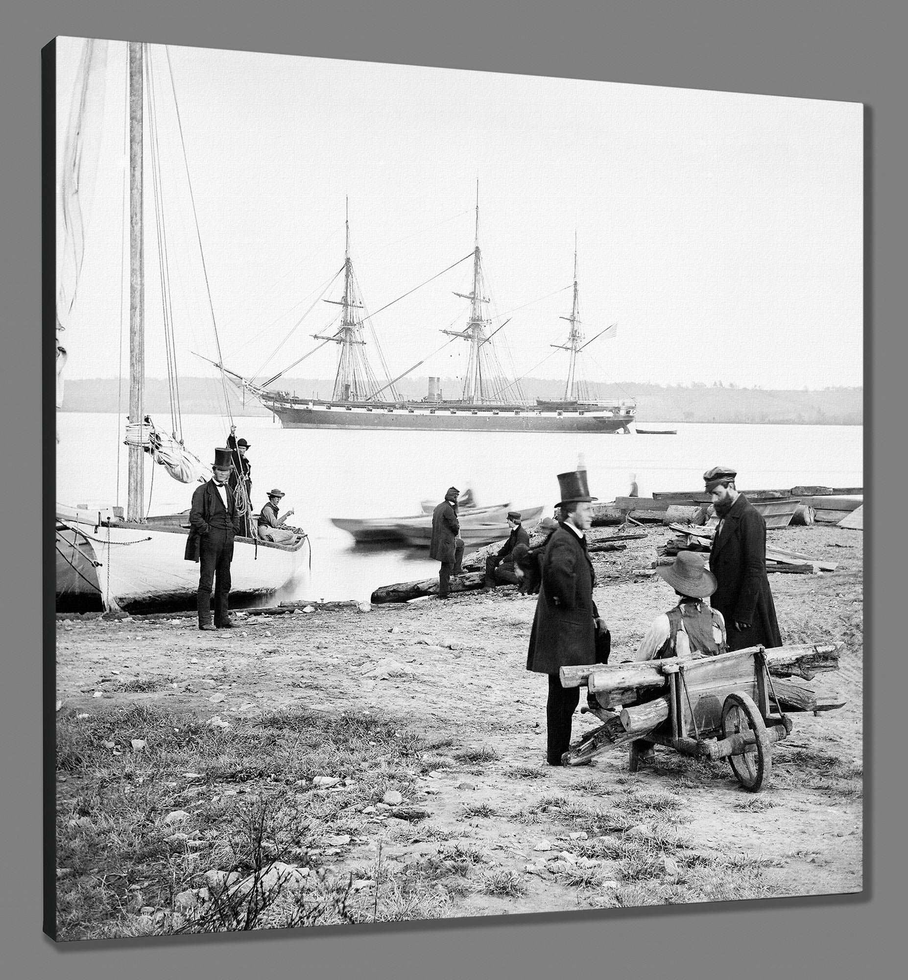 A fine art canvas print of a vintage photo of the Steam Frigate Pensacola in Alexandria