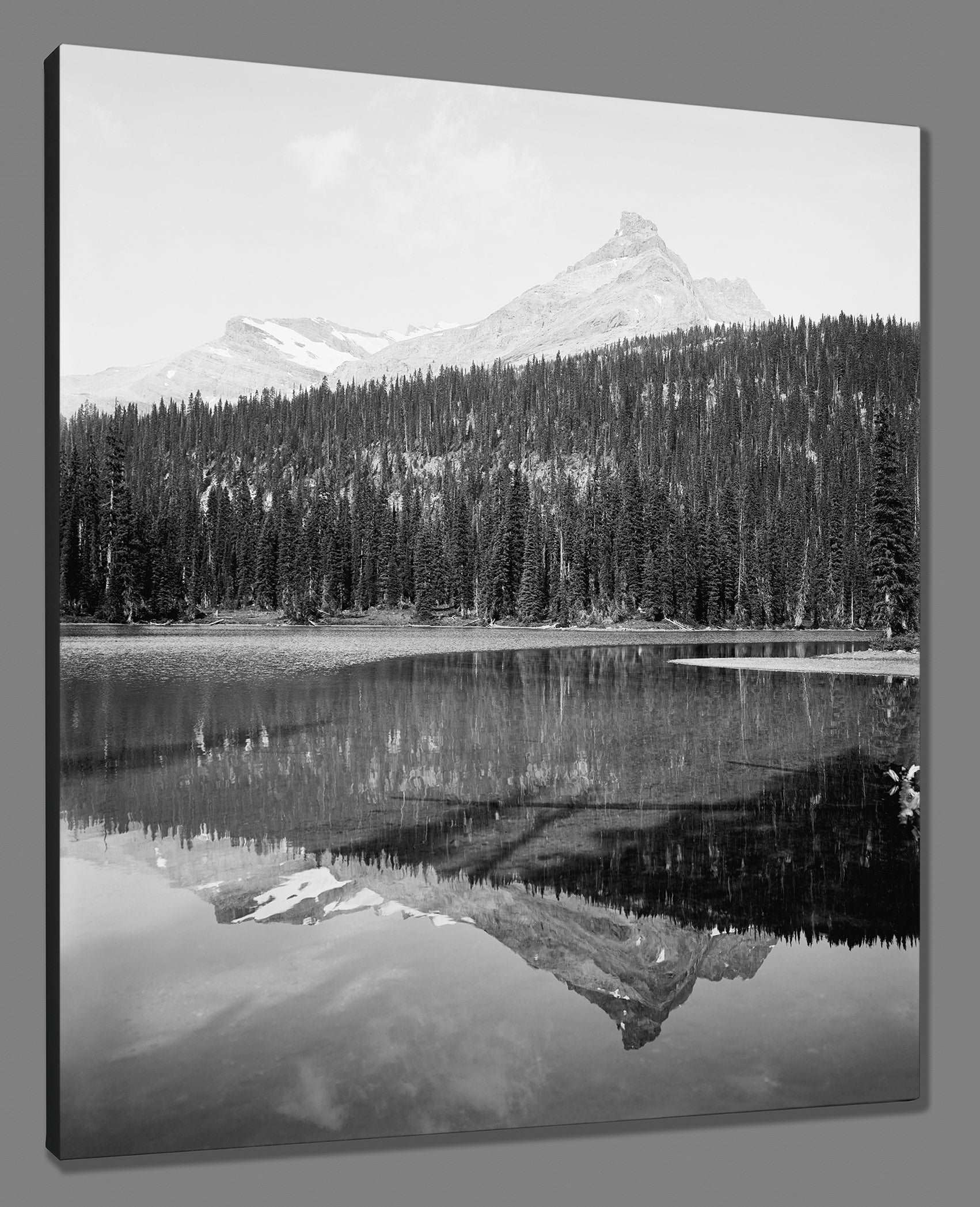 A canvas print reproduction of a vintage landscape photo of Summit Lake