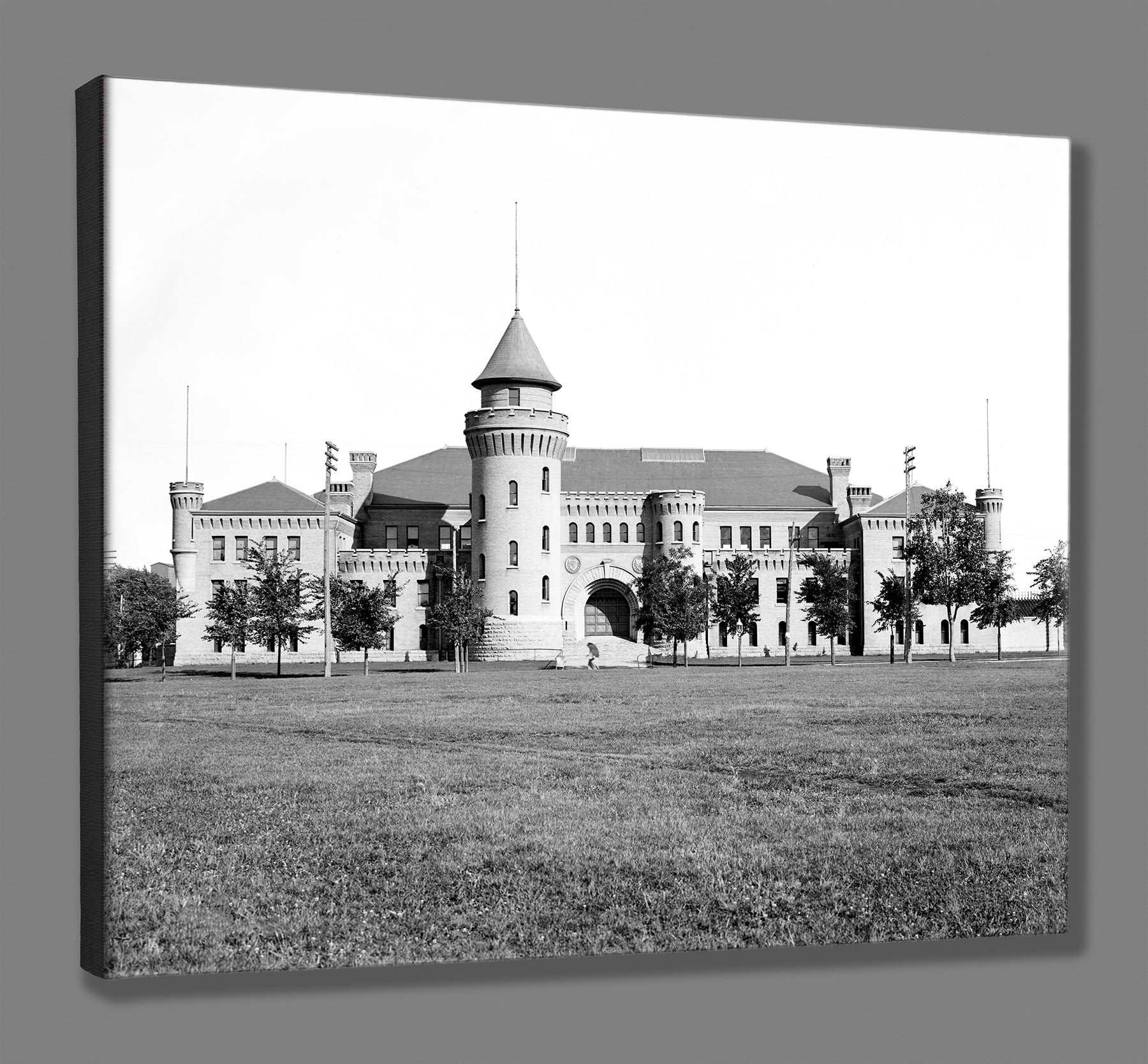 A fine art canvas print of a photograph of the Armory at the University of Minnesota