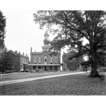 A black and white, restored vintage photograph of Alexandria's Theological Seminary