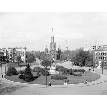 A vintage photograph of Thomas Circle in Washington DC