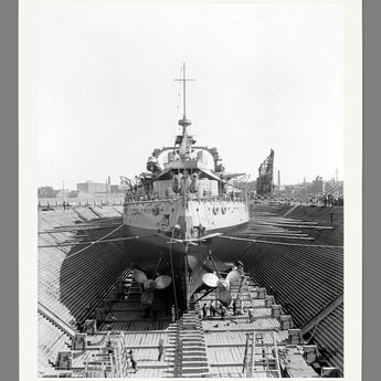 A reproduction print on paper of a vintage photograph of the USS Oregon