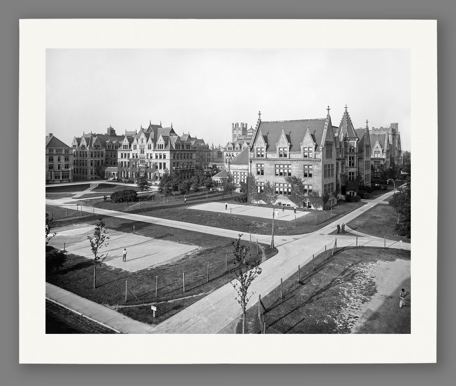 Paper print reproduction mockup of a photograph of the University of Chicago