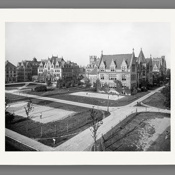 Paper print reproduction mockup of a photograph of the University of Chicago