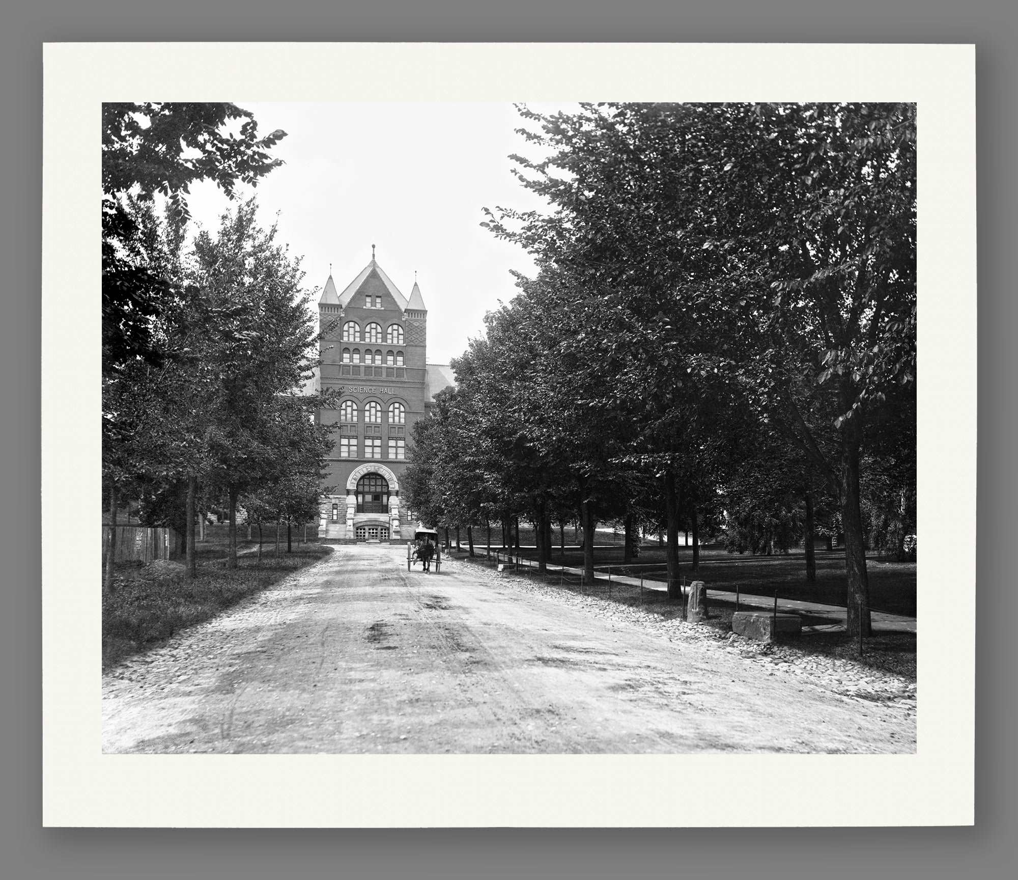 A museum quality paper print reproduction of a historic photograph of the University of Wisconsin campus