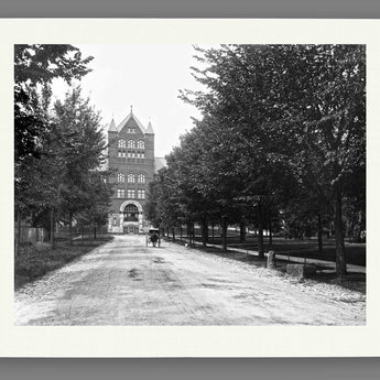 A museum quality paper print reproduction of a historic photograph of the University of Wisconsin campus