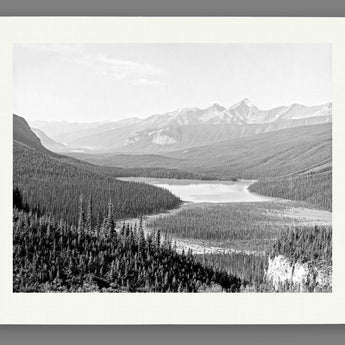 A paper print mockup featuring vintage photograph of Emerald Lake