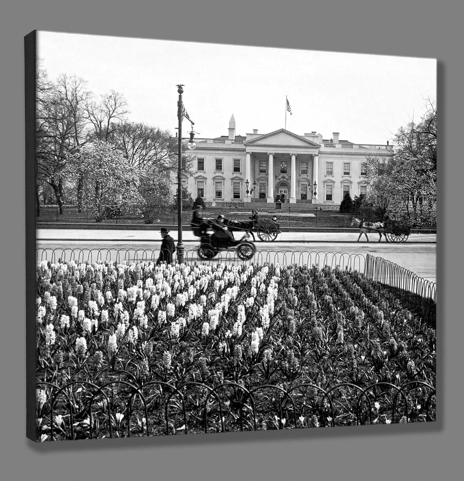 A digital rendering of a canvas print reproduction of our vintage White House photograph