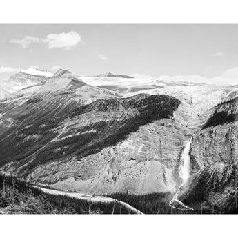 A vintage photograph Yoho Valley from Upper Trail, British Columbia in black and white
